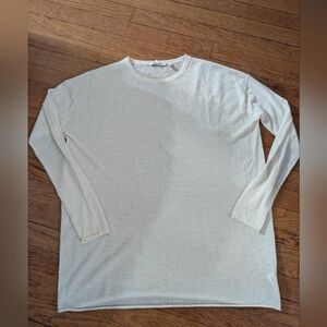 Helmut Lang 100% Cashmere Lightweight Crewneck Sweater, Men's Small, Cream